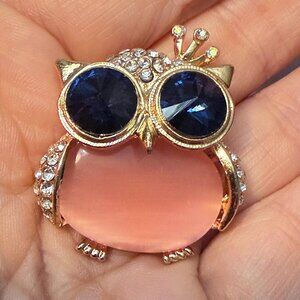 Owl Brooch Vintage Jelly Belly Style Gold Tone Colorful Animal Pin